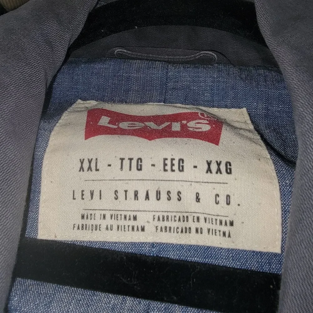 Levi's Men's Gray double-breasted peacoat jacket size XXL